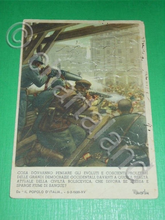 Cartolina Militare Franchigia Propaganda Antibolscevica Illustratore Boccasile