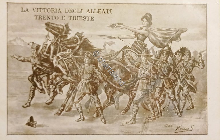 Cartolina Militare WWI - La Vittoria degli Alleati Trento e …