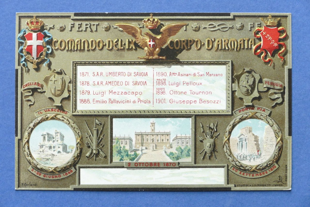 Cartolina Militaria - Comando del IX Corpo d'Armata - 1902 …