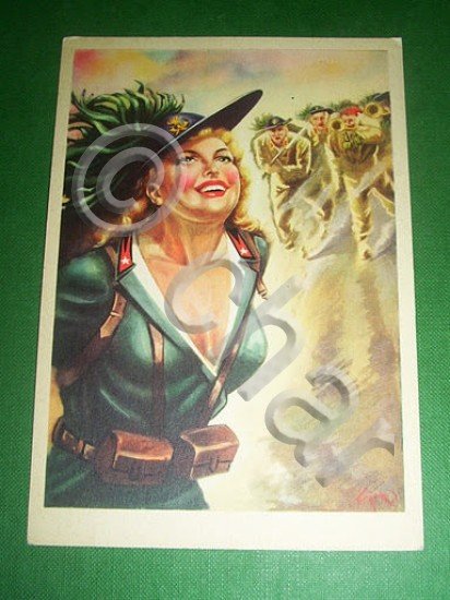 Cartolina Militaria - Donna Bersagliera 1940 ca.