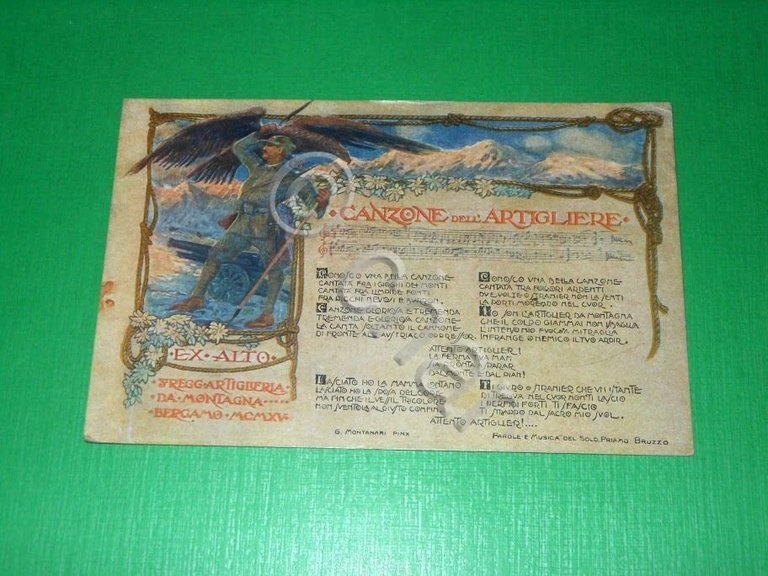 Cartolina Militaria - La Canzone dell' Artigliere 1920 ca