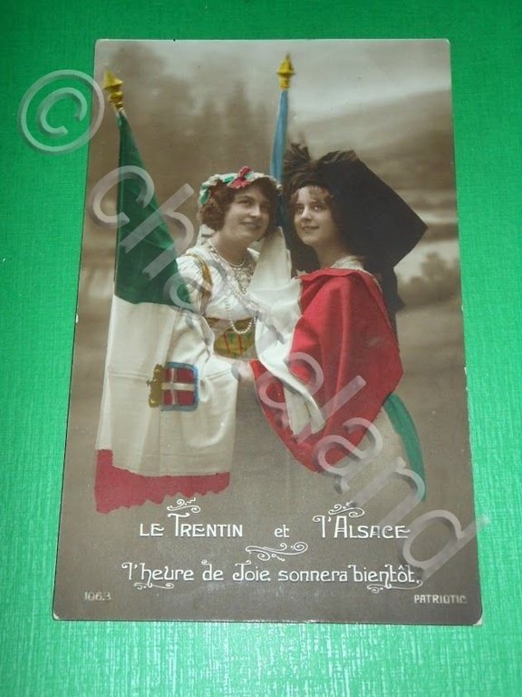 Cartolina Militaria - Le Trentin et l' Alsace 1916.