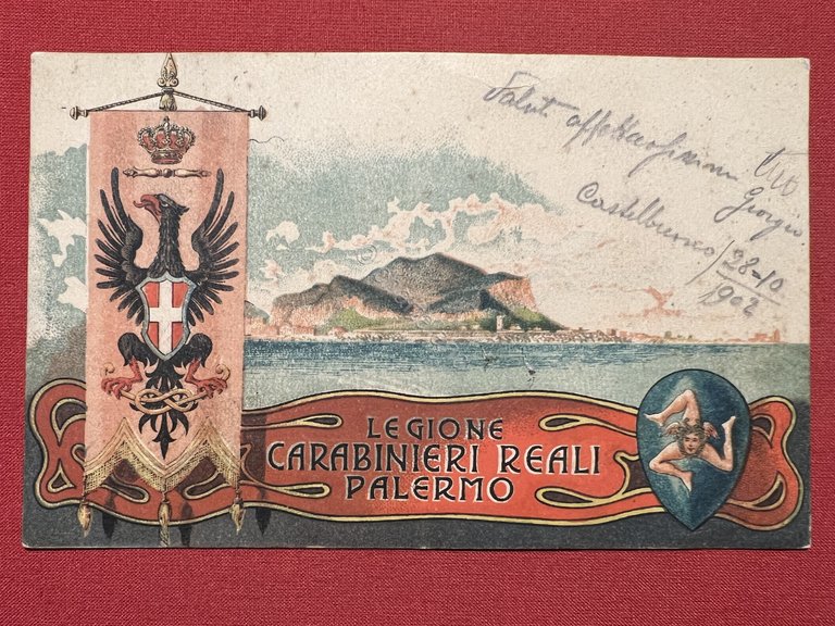 Cartolina Militaria - Legione Carabinieri Reali di Palermo - 1902