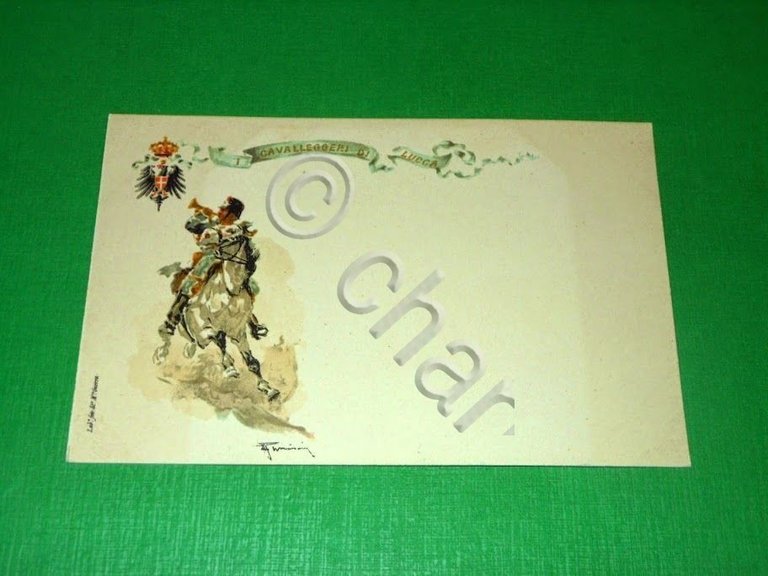 Cartolina Militaria - Reggimento Cavalleggeri di Lucca 1900 ca.