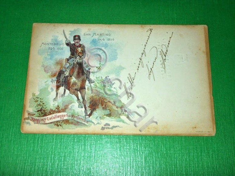 Cartolina Militaria - Reggimento Cavalleggeri di Monferrato 1900 ca