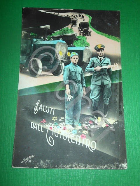 Cartolina Militaria - Saluti dall' Autocentro 1941.