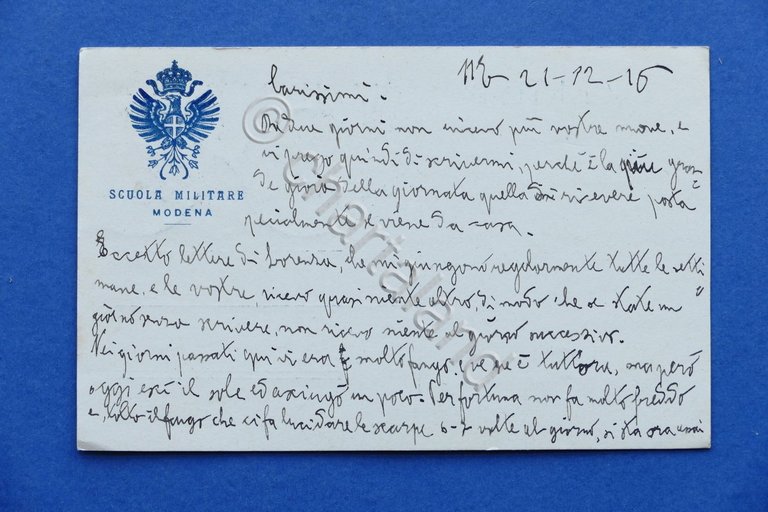 Cartolina Militaria - Scuola Militare Modena - 1915.