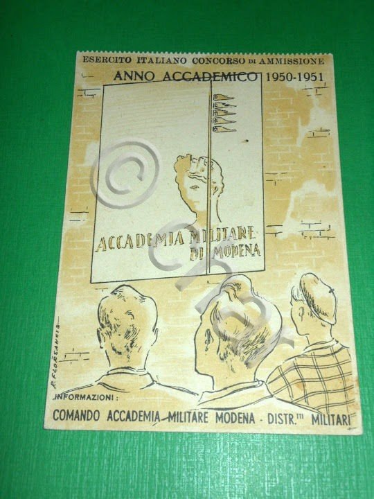 Cartolina Militaria Accademia Militare Modena Concorso Anno Accademico 1950-51.