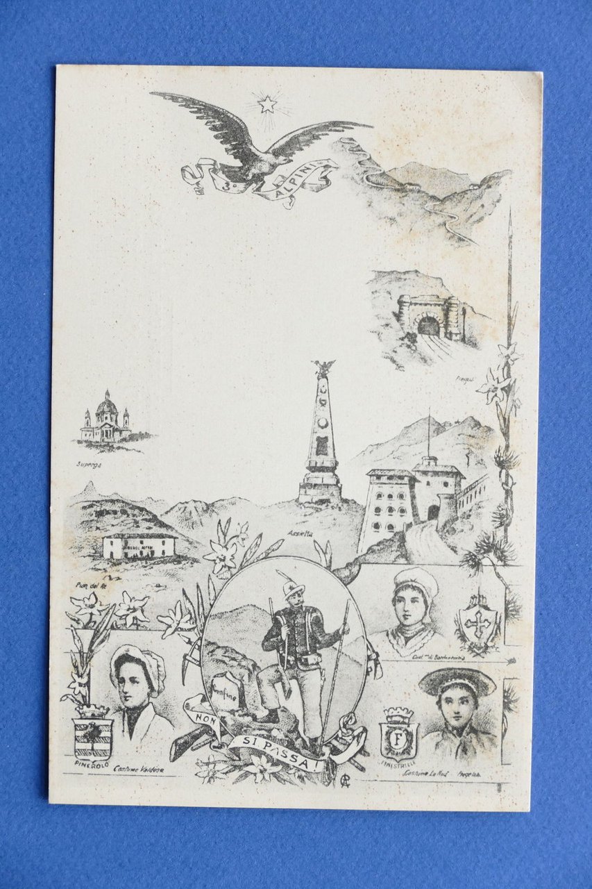 Cartolina Militaria Reggimentali - 3° Alpini - 1900 ca..