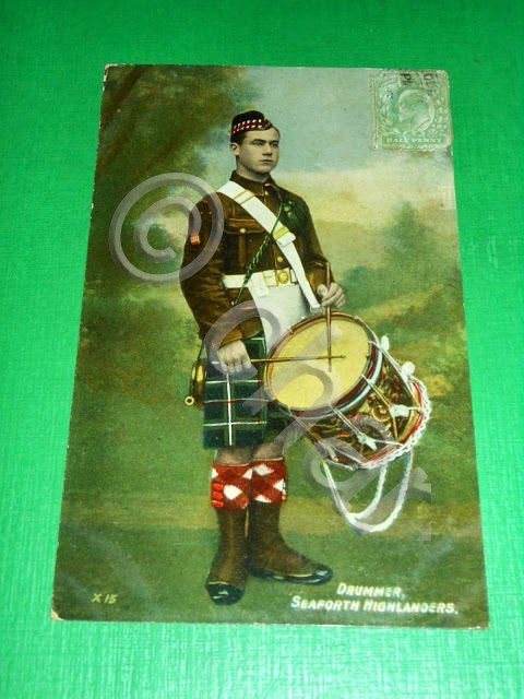 Cartolina Militaria Uiformi - Drummer - Seaforth Highlanders 1910 ca