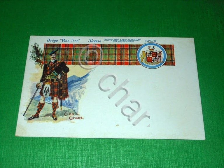 Cartolina Militaria Uniformi Scozia Scotland - Clan Grant - Badge …