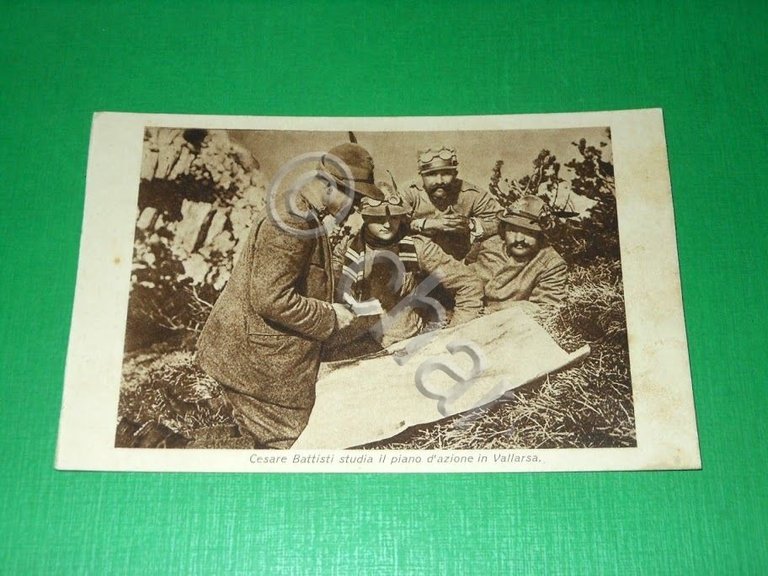 Cartolina Militaria WWI - Cesare Battisti studia il piano d'azione …