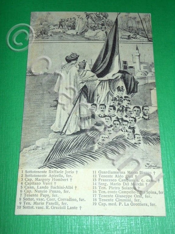 Cartolina Militaria WWI - I nomi dei Caduti - illustratore …