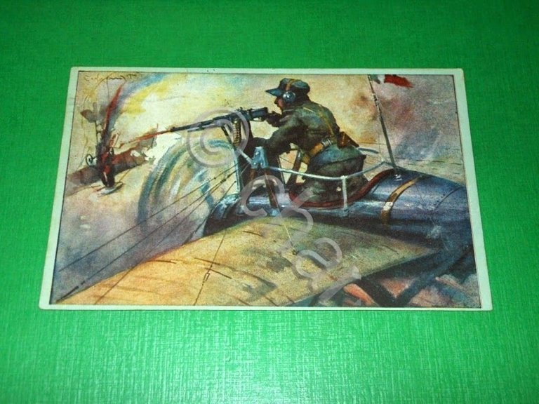 Cartolina Militaria WWI Aeronautica - Una scena di guerra 1916