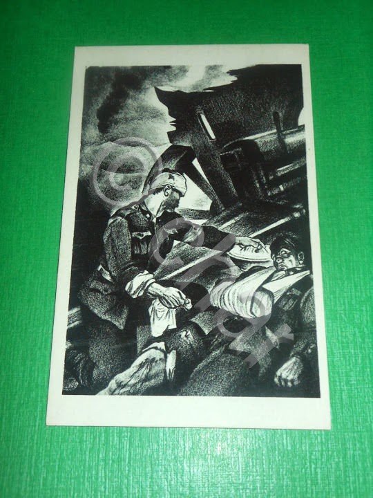 Cartolina Militaria WWI CRI - Medico italiano in guerra Disegno …