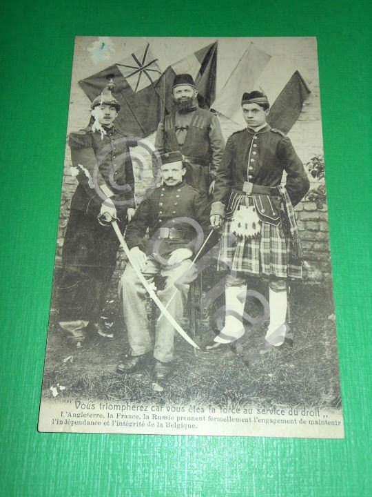 Cartolina Militaria WWI Uniformi - Inghilterra Francia Russia Belgio 1915 …