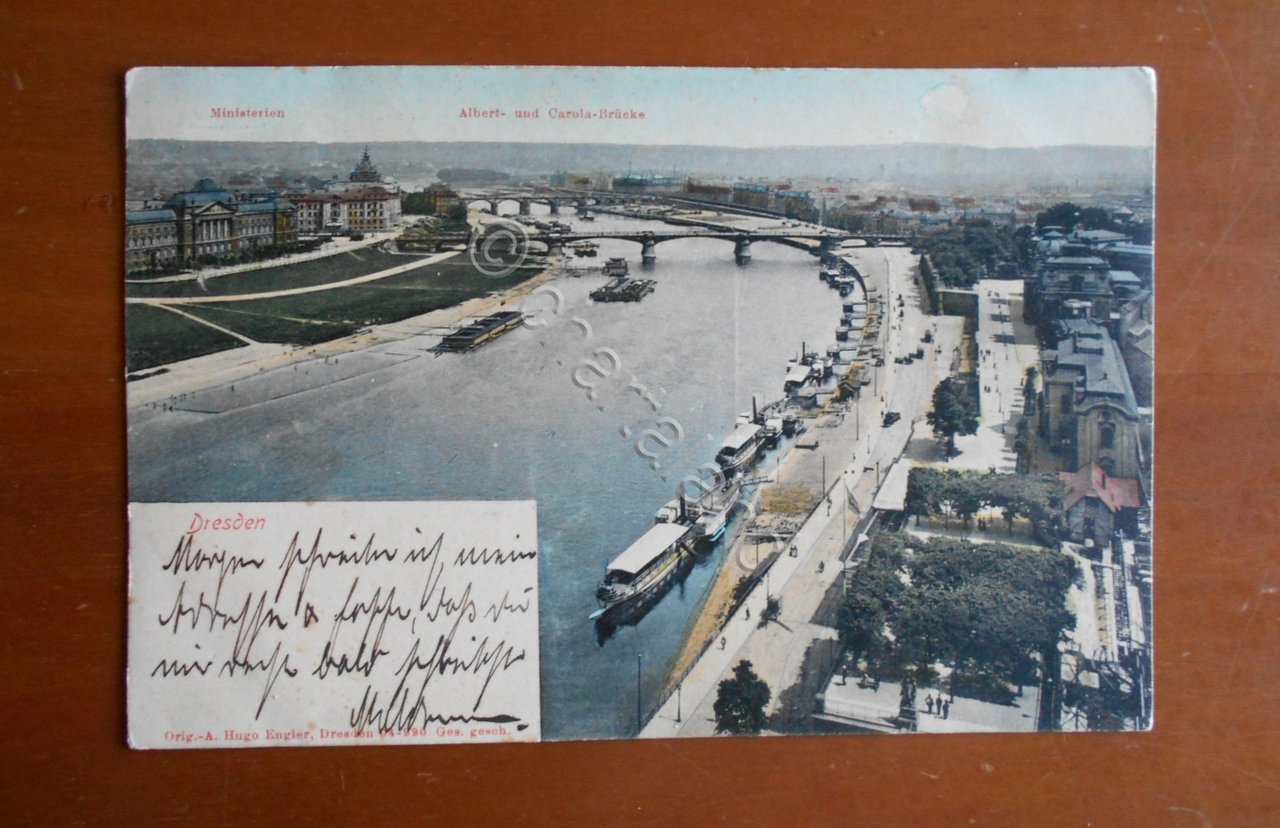 Cartolina Ministerien - Albert- und Carola-Brucke - Dresden - 1907