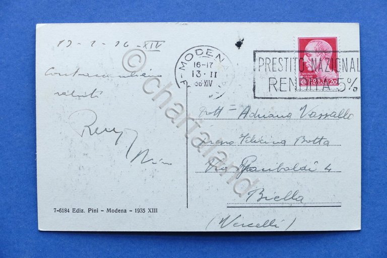 Cartolina Modena - Accademia Militare - 1936.