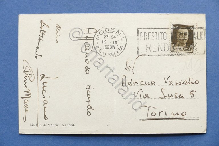 Cartolina Modena - Corso Canalgrande - 1936