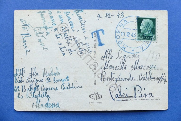 Cartolina Modena - Largo Garibaldi - 1943.