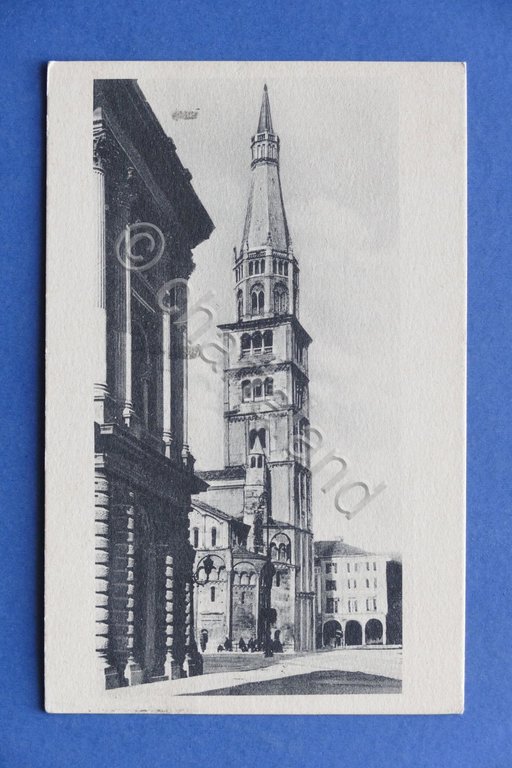 Cartolina Modena - Torre Ghirlandina - 1936.