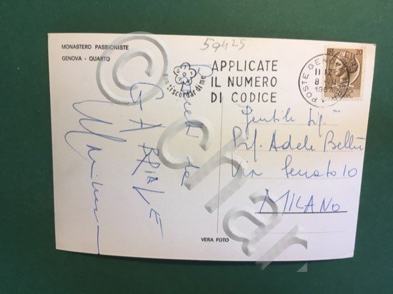 Cartolina Monastero Passioniste - Genova - Quarto - 1967