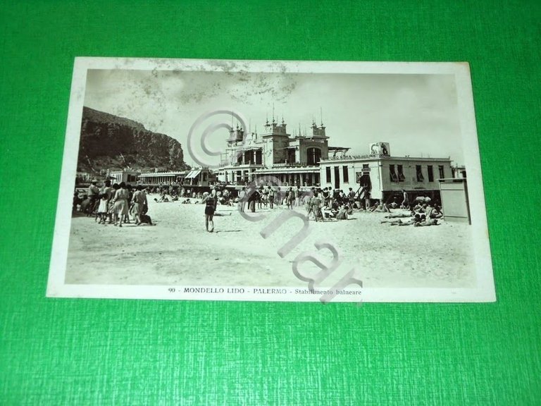 Cartolina Mondello Lido - Palermo - Stabilimento balneare 1930