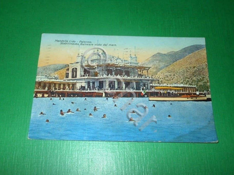 Cartolina Mondello Lido - Palermo - Stabilimento Balneare visto dal …