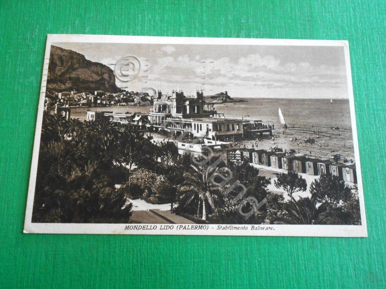 Cartolina Mondello Lido ( Palermo ) - Stabilimento Balneare 1934