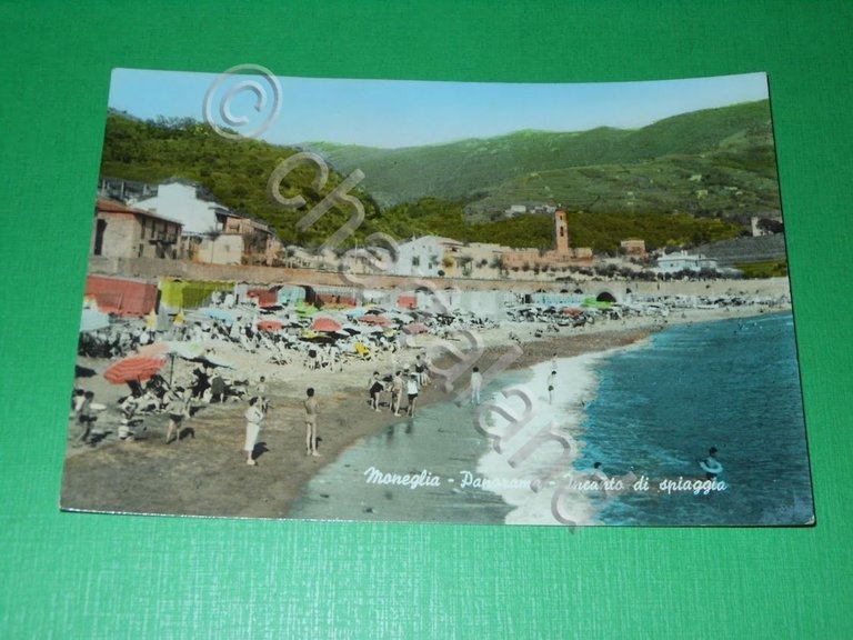 Cartolina Moneglia - Panorama - Incanto di spiaggia 1960