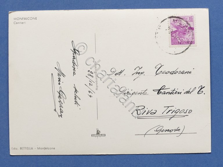 Cartolina Monfalcone - Cantieri - 1964