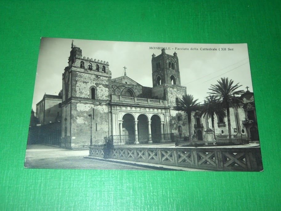 Cartolina Monreale - Facciata della Cattedrale 1930 ca.