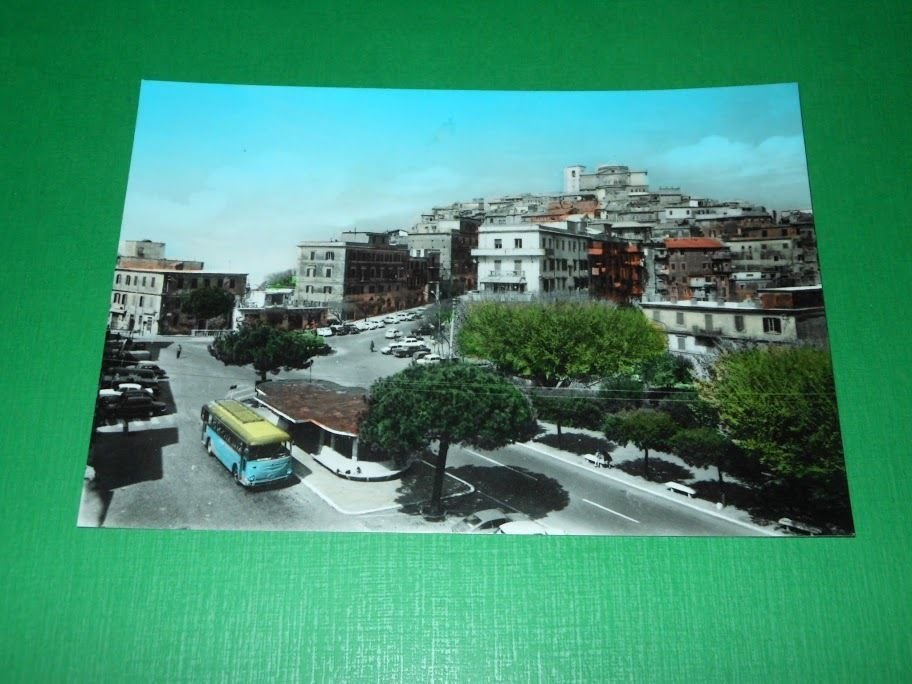 Cartolina Monte Compatri - Piazza Garibaldi e panorama 1960 ca.