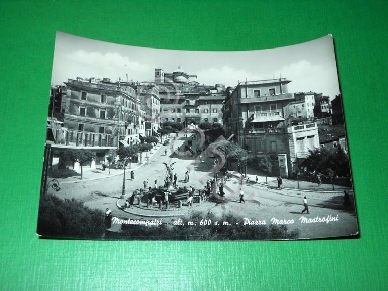 Cartolina Monte Compatri - Piazza Marco Mastrofini 1953.
