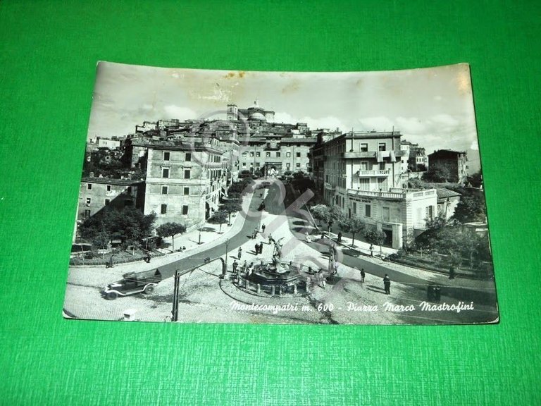 Cartolina Monte Compatri - Piazza Marco Mastrofini 1955 ca.