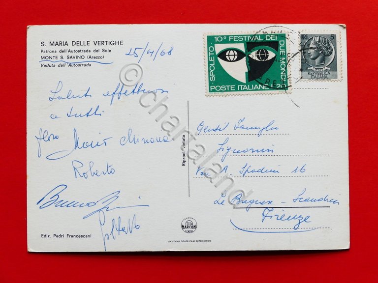 Cartolina Monte S. Savino - Veduta dall'Autostrada - 1968