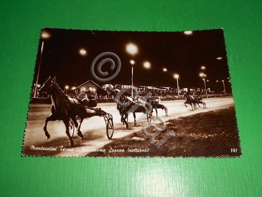Cartolina Montecatini Terme - Ippodromo Sesana ( notturno ) 1951.