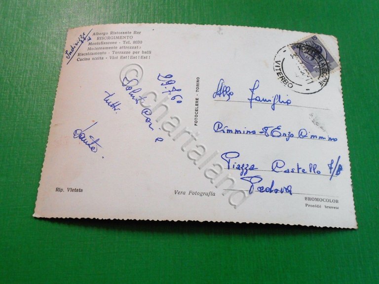 Cartolina Montefiascone ( Viterbo ) - Albergo Risorgimento 1960.