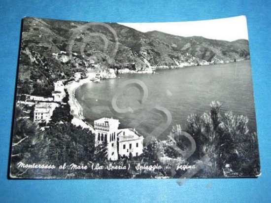 Cartolina Monterosso al Mare - Spiaggia di Fegina 1955.