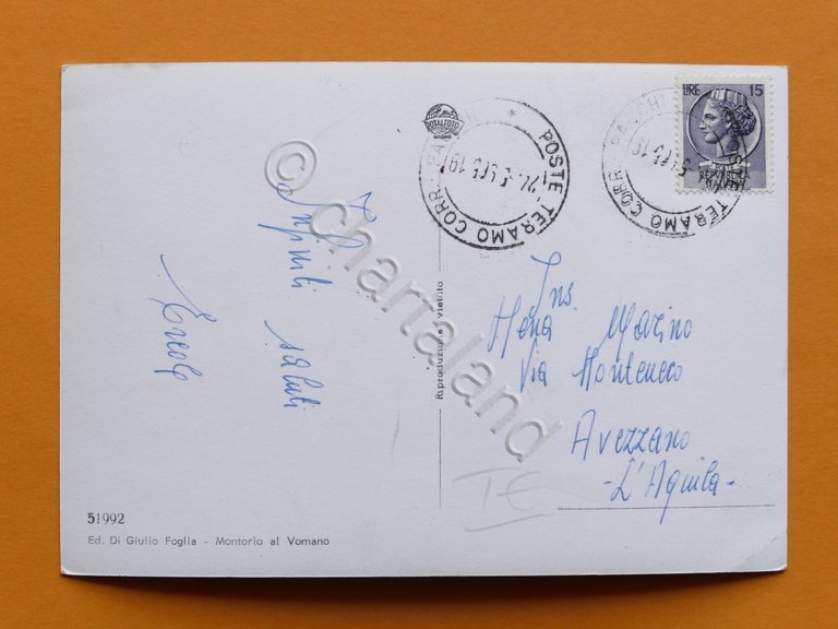 Cartolina Montorio al Vomano - Piazza Orsini - 1965