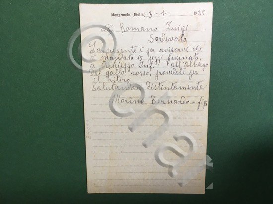 Cartolina Morino Bernardo & Figli- 1940