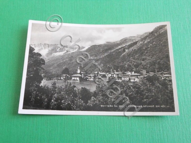Cartolina Mottera - Panorama sfondo Ghiacciai 1949