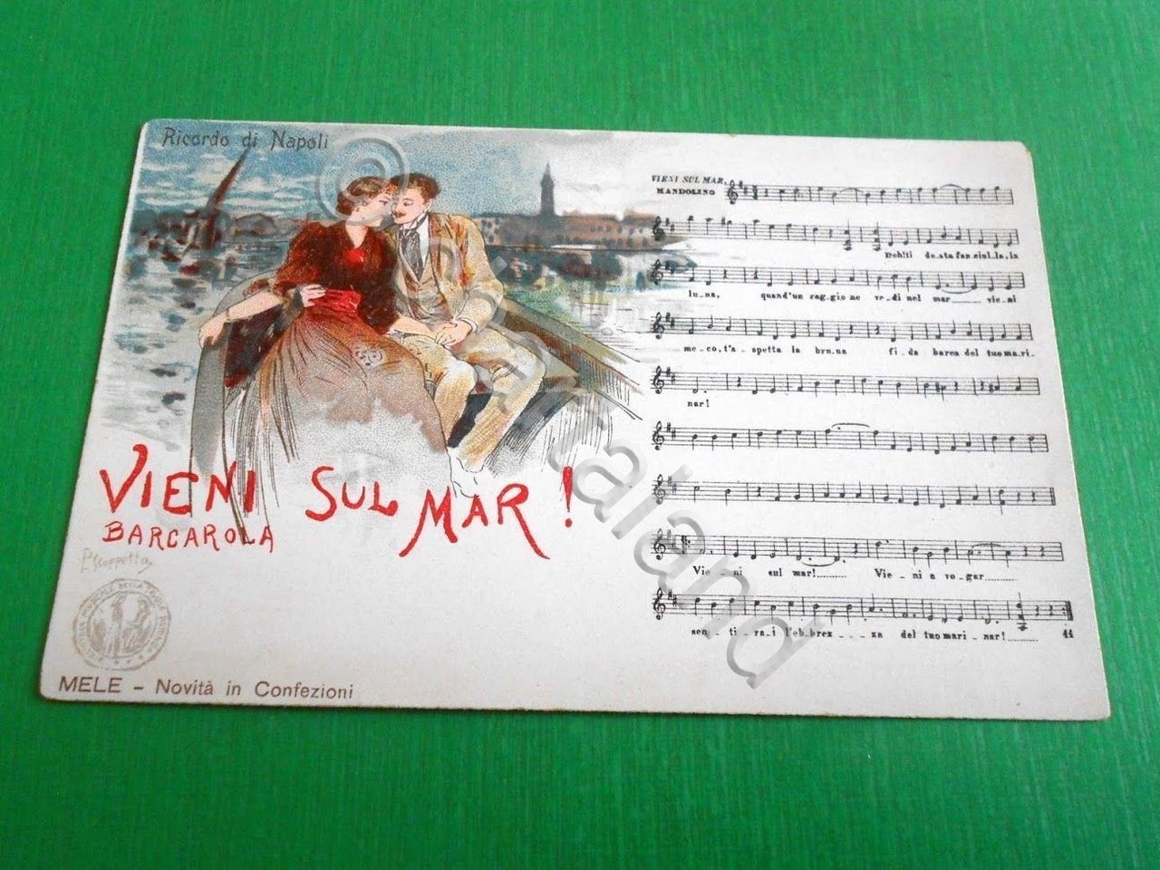 Cartolina Musicale Bideri - Ricordo di Napoli - Vieni sul …