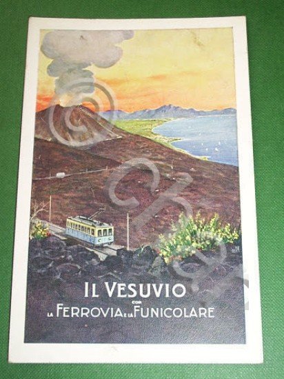 Cartolina Napoli - Il Vesuvio con la Ferrovia e la …