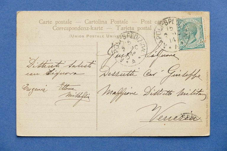 Cartolina Napoli - Il Vesuvio dalla funicolare - 1914.