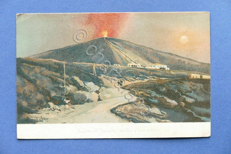Cartolina Napoli - Il Vesuvio dalla funicolare - 1914.