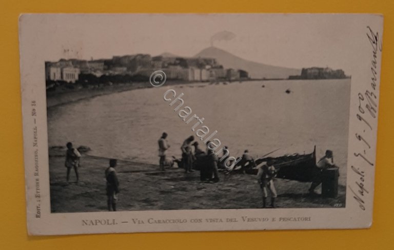 Cartolina Napoli - Via Caracciolo con vista del Vesuvio - …
