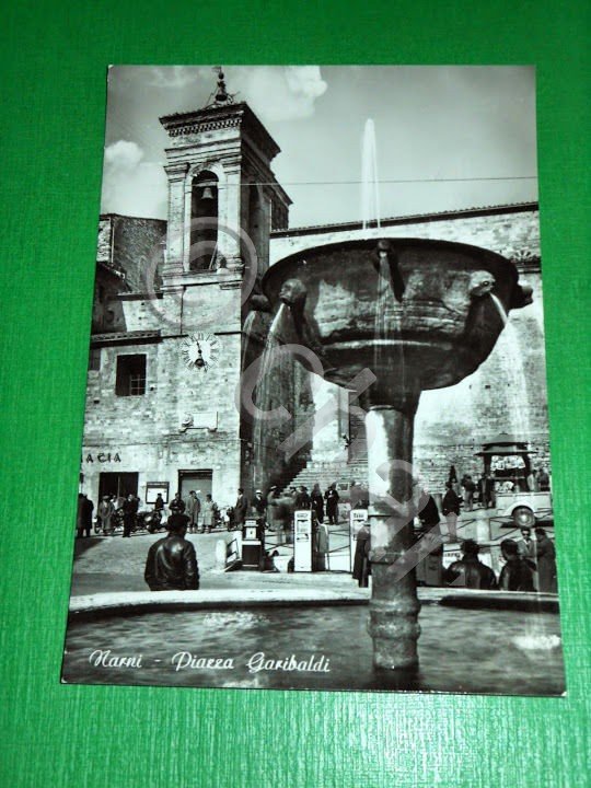 Cartolina Narni - Piazza Garibaldi 1955 ca