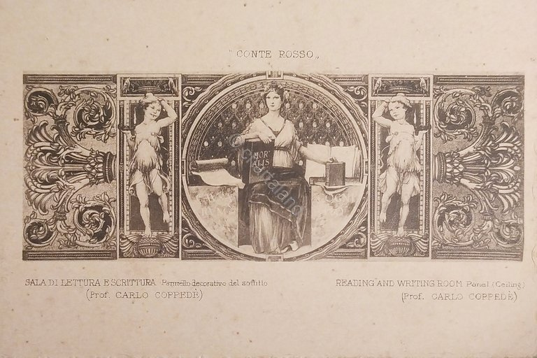 Cartolina Nave - T/N Conte Rosso - Sala di Lettura …