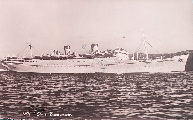 Cartolina Nave - Turbonave Conte Biancamano - 1964
